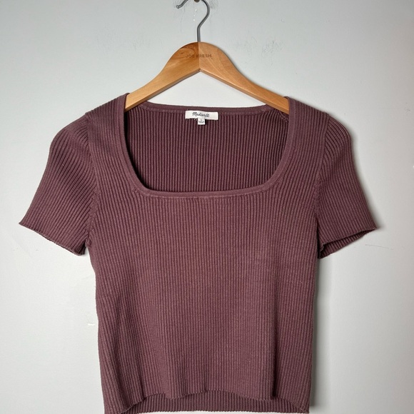 Madewell Ribbed Square Neck Crop Top Purple Women’s Large - Picture 1 of 4